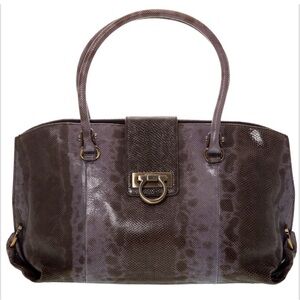 Salvatore Ferragamo Brown Textured Shoulder Bag